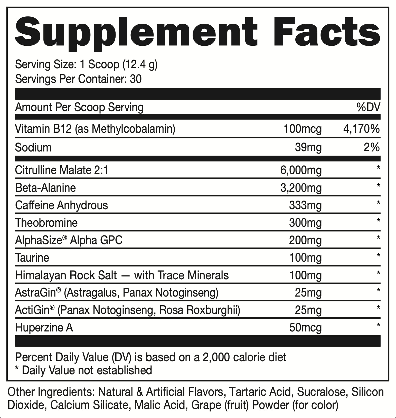 Bucked Up - Woke - HIGH STIM Pre Workout - Best Tasting - Focus Nootropic, Pump, Strength and Growth, 30 Servings (Grape)