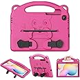 MoKo Kids Case for Samsung Galaxy Tab S6 Lite 10.4 Inch 2024/2022/2020 (Model: SM-P620/P625/P613/P619/P610/P615/P617),EVA Foam Kids-Friendly Carrying Case with Hand-Grip & Stand & Pen Holder, Magenta