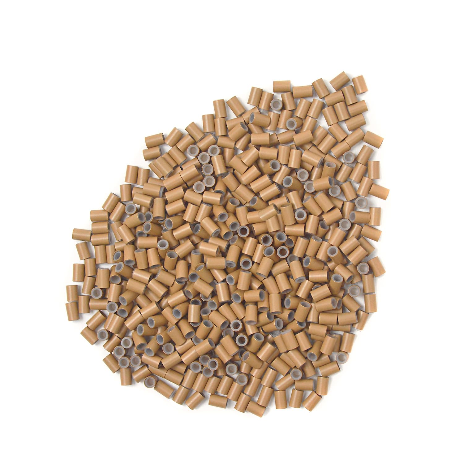 4.0 * 2.8 * 6.0 mm Copper Tube Micro Link Beads with Silicone Lined Micro Ring Hair Beads for I-Tip Hair Extensions (1000 Pcs Dark Blonde)
