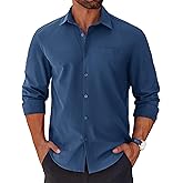 COOFANDY Mens Long Sleeve Button Down Shirts Casual Untucked Shirts for Men Dress Shirts Beach Wedding Shirts