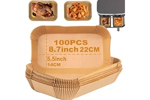 100PCS Air Fryer Liners Disposable for Ninja Dual, Ninja Air Fryer Accessories DZ201/DZ401,Food Grade Air Fryer Parchment Pap