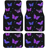 Yakelo Car Floor Mats Purple Butterfly Car Mats with Anti-Slip Nibbs Backing Automotive Floor Mats Fit for SUV,Vans,Sedans, Trucks,Set of 4pcs