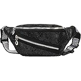 ZLM BAG US Dazzling Rhinestones Fanny Pack Slide Zip Waist Pack Chest Bag Phone Purse Wide Straps Crossbody Shoulder Bag