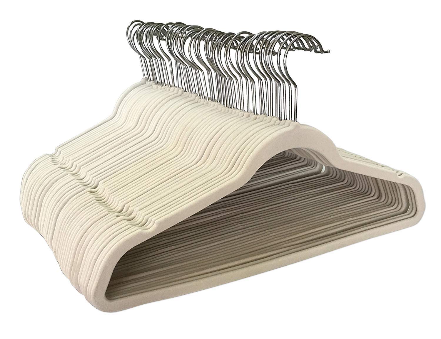 Jeronic 50 Pack Beige Velvet Hangers Clothes Hangers Velvet Hanger
