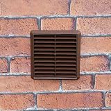 Kair Brown 125mm Louvred Wall Vent Grille with Flyscreen 155mm Front view 6
