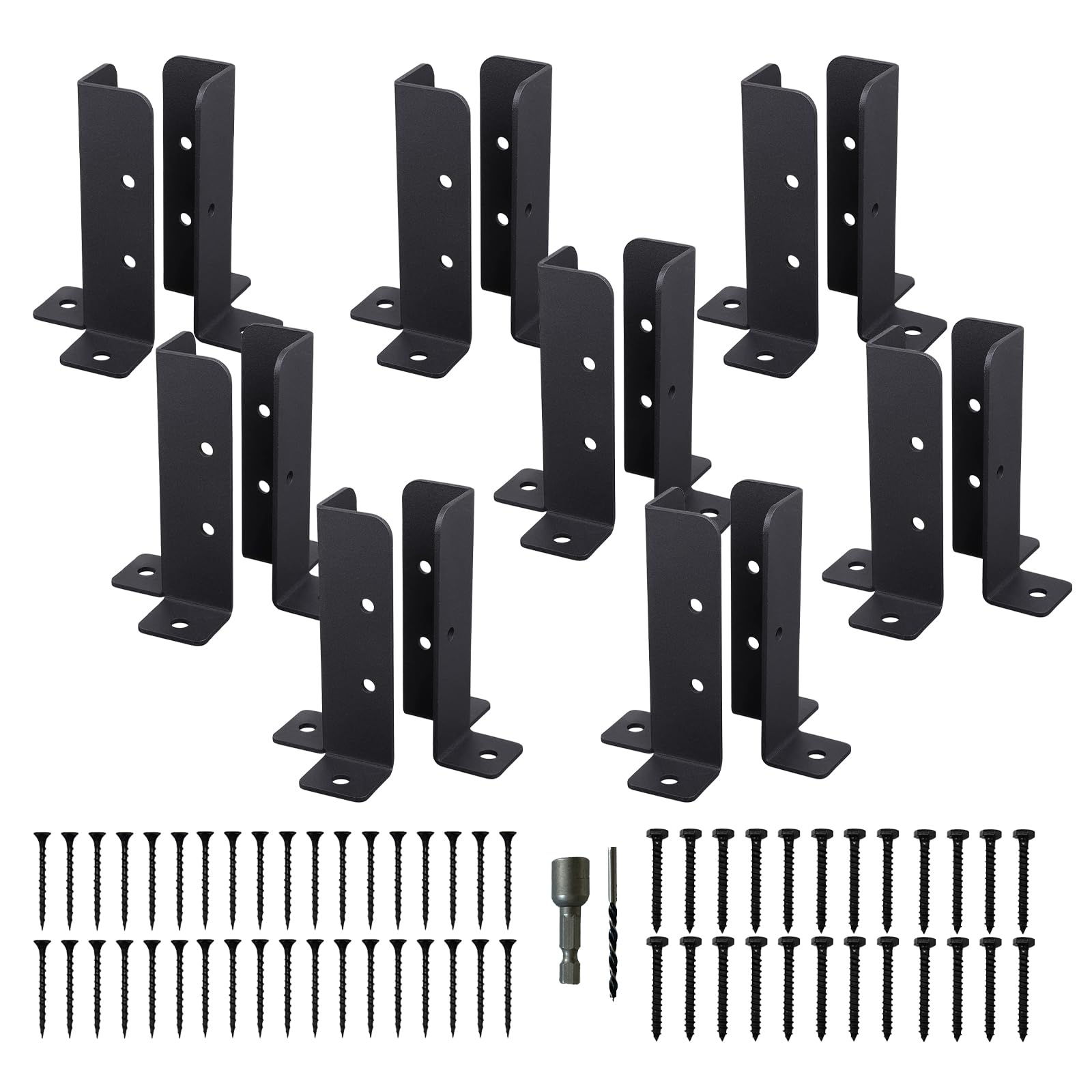Fence Post Base Brackets, 4/8/16PCS Heavy Duty Powder Coated Fence Post Holder, Adjustable Fence Repair Kit for Garden, Mailbox (16)