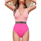 AI'MAGE One Piece Swimsuit Women 2025 Sexy Mesh Tummy Control Bathing Suits Swim Suit Deep V Neck Swimwear