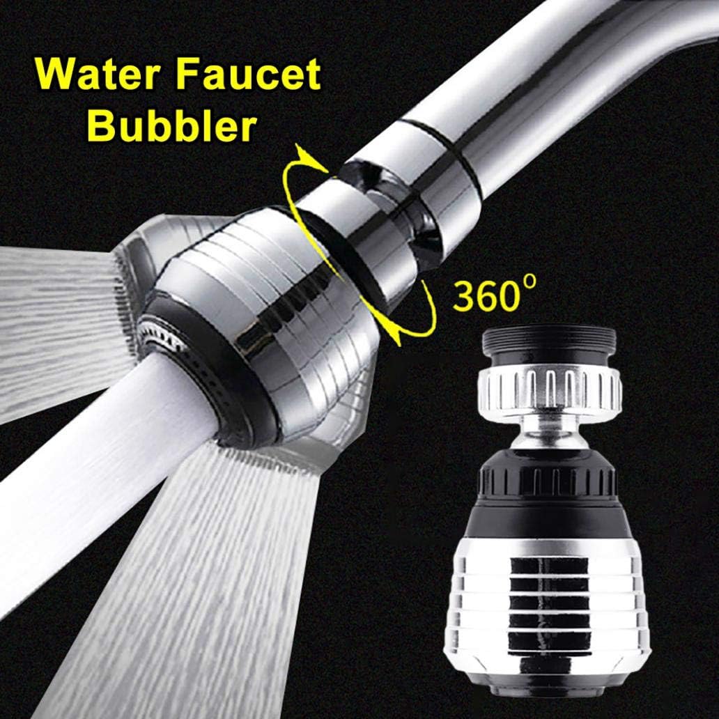 yiiLshaoqx 360 Degree Rotation Kitchen Faucet Water Tap Bubbler Anti Splash Nozzle Head - Silver
