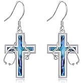 MONGAS Cross Praying Hands Faith Stethoscope Earrings Sterling Silver Cross Praying Hands Faith Stethoscope Dorp Dangle Earrings Religion Christian Catholic Jewelry Gifts for Women