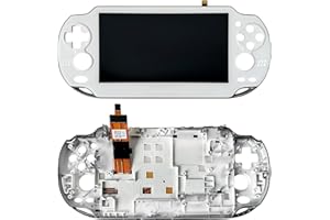 Partsatoz White LCD Display Touch Screen Digitizer Glass Assembly with Bezel Replacement for PSV Vita 1000 1001 PCH-1001 PCH-