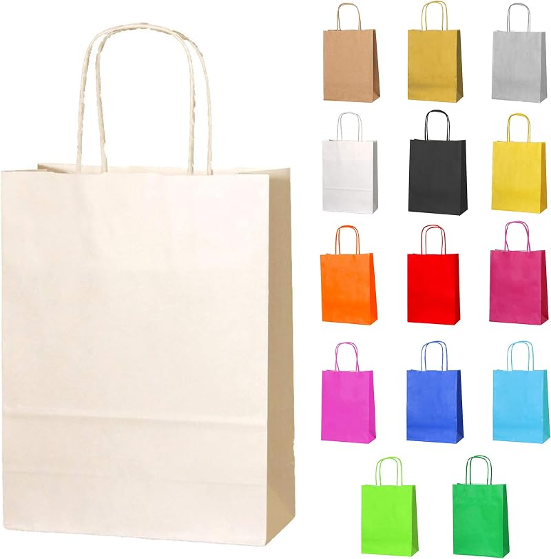 Thepaperbagstore 10 Cream Small Paper Party Bags With Handles 18x22x8cm