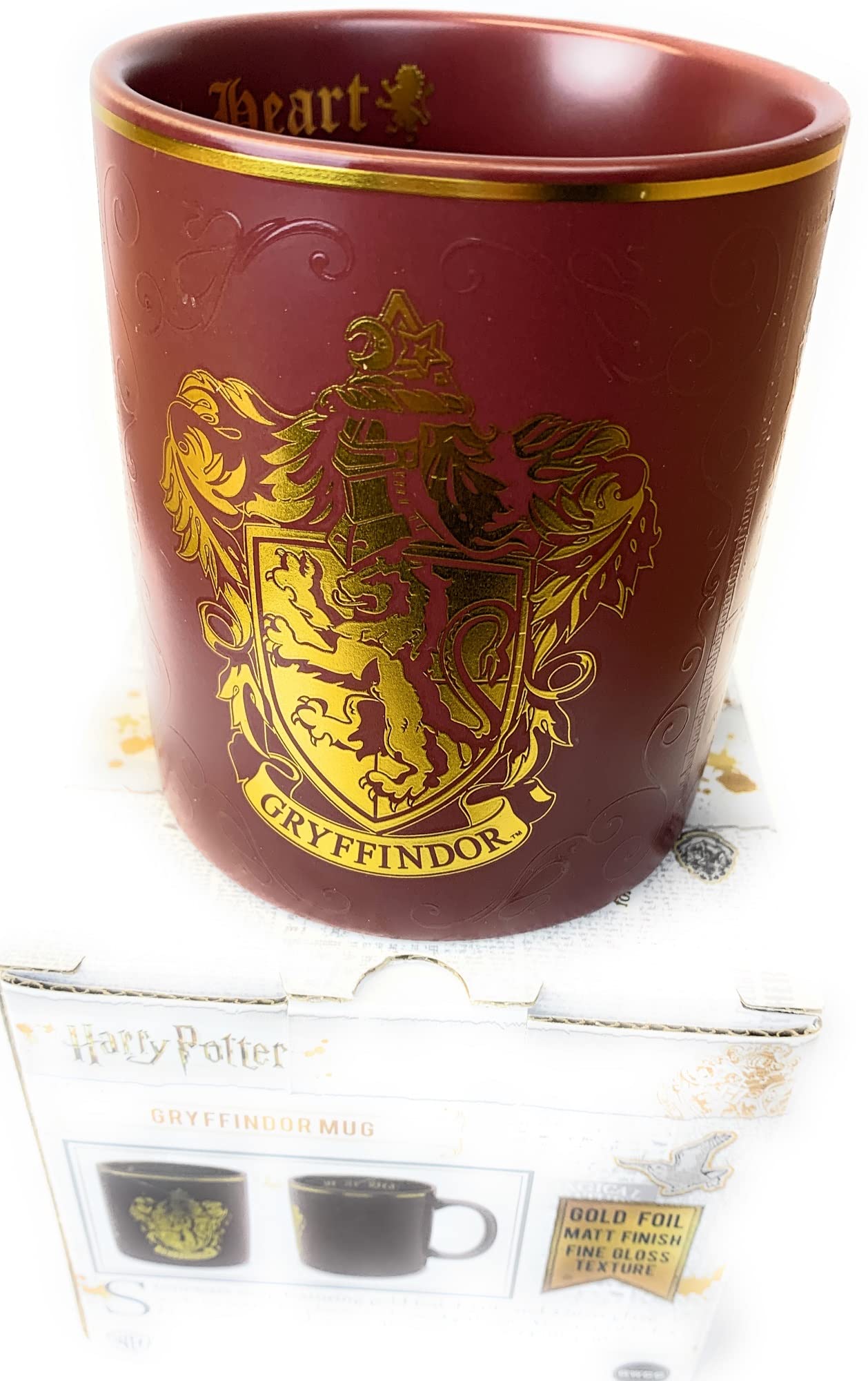 GWCC Official Harry Potter Gryffindor Mug with Gold Foil and Embossed 3D Logo in a Box