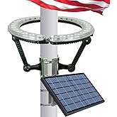 Solar Flag Pole Light, 4640 Lumens Flag Pole Light Solar Powered, 12000 mAh 32 LED Flag Light, Up to 15 Hrs, IP65 Waterproof, Adjustable Clamp fits 2-6” Dia 15-40 Ft Outdoor Flag Poles