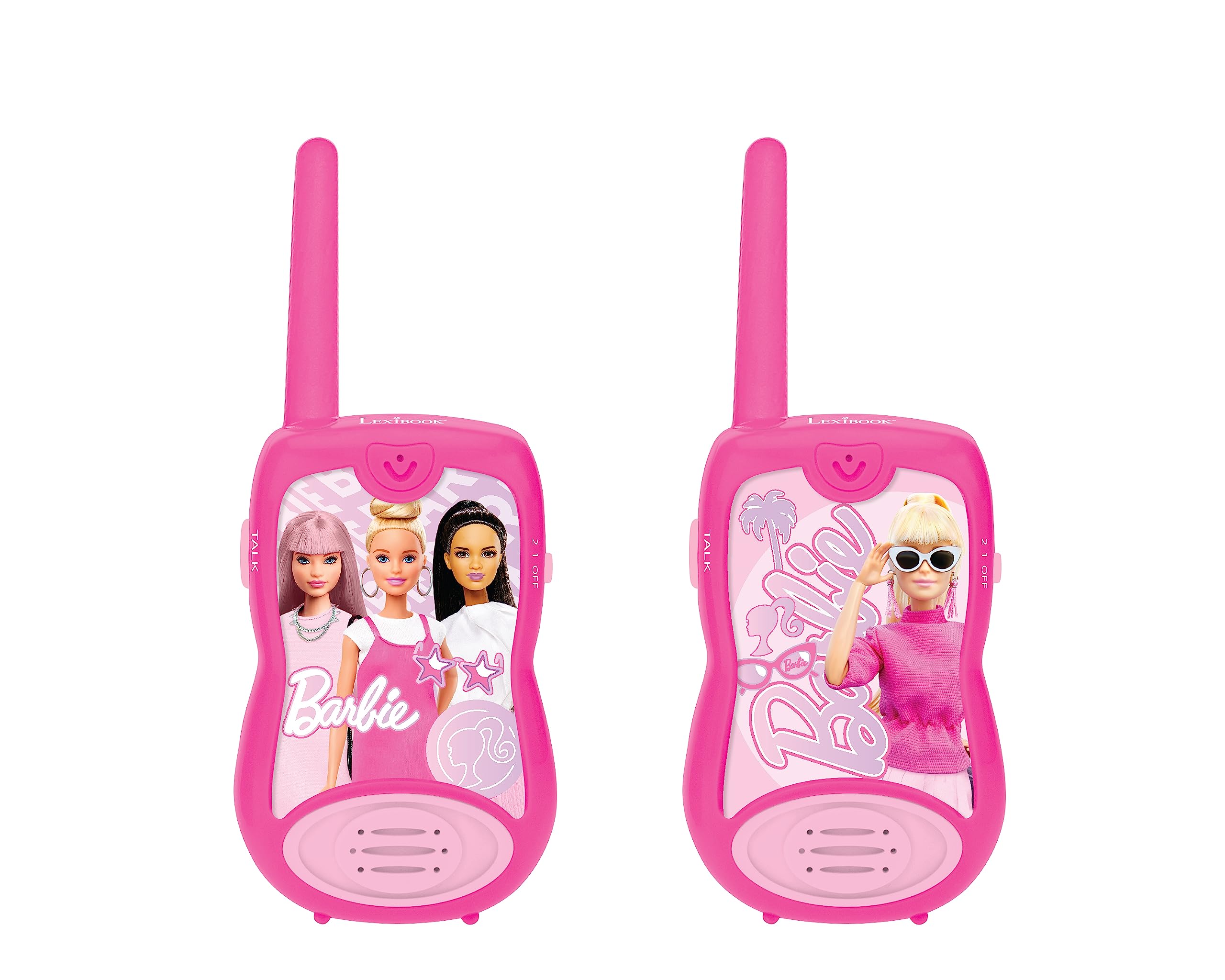 LEXIBOOK, Barbie, Walkie-Talkies 200m, Communication Game for Children, 2 Communication Channels, Belt Clip, Pink, TW12BB