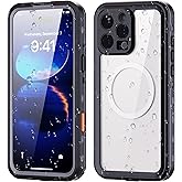 Miimall Magnetic Cover for iPhone 16 Promax Waterproof Case with Screen Protector, [Camera Control Button][360 Full Body] Military Shockproof Magsafe Phone Case for iPhone 16 Pro Max, Black/Clear