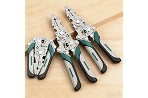Collapsible Wire Stripping Pliers Multi Function Electrician Tool with Crimping, Cutting, and Wrench Features, Compact Foldab