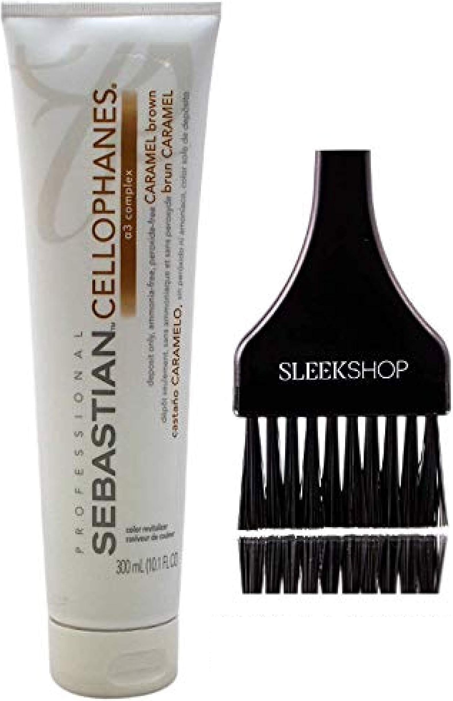 CELLOPHANES, Hair Color Revitalizer with A3 Complex Conditioner, Deposit Only, Ammonia-Free, Peroxide-Free (with Sleek Tint Applicator Brush) Haircolor Dye (CARAMEL BROWN - 10.1 ounce / 300 ml)