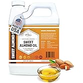 ORGANIC SWEET ALMOND OIL (32 oz) Premium Cold Pressed Unrefined | 100% Pure Sweet Almond Oil for Skin, Face, Hair, Soap Making | Carrier for Essential Oils | Available in Bulk | 32 FL OZ
