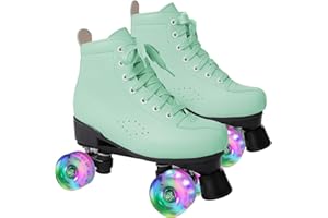 PERZCARE Roller Skates for Women,Double Row 4 Wheels Shiny Quad Men Skates,PU Leather High-top Roller Skates for Girls/Boys/Ladies/Unisex Indoor/Outdoor