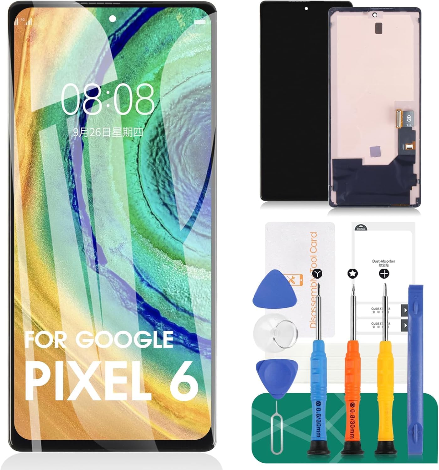 Photo 1 of OLED for Google Pixel 6 LCD Screen Replacement for Google Pixel 6 LCD Display Touch Screen Display Assembly Repair Kits with Frame GB7N6, G9S9B16, G9S9B, GR1YH (with Fingerprint Function)