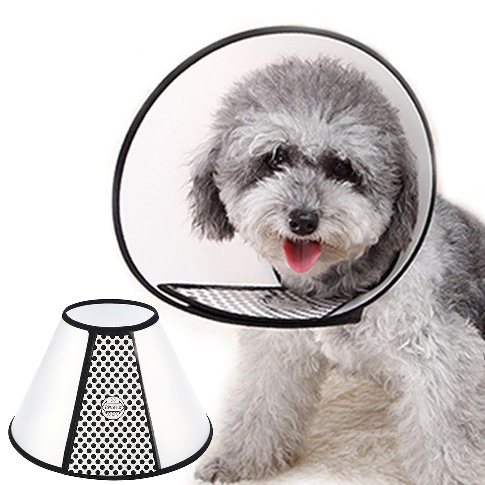SUQ Pet Cone Recovery, Small Size Cone Adjustable Elizabeth Protective Collar, Anti-Bite Lick Safety Neck Cover, for after Surgery Wound Healing, Bathing, Trimming Nails (33-36cm)