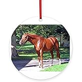 CafePress Secretariat Big Red Round 4" MDF Holiday Ornament