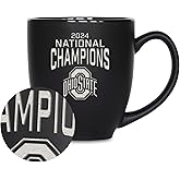 Rico Industries NCAA Ohio State Buckeyes 2025 National College Football Champions 15oz Laser Engraved Matte Black Ceramic Bistro Mug - for Hot or Cold Drinks