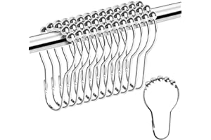 VTECHOLOGY Rustproof Shower Curtain Rings Hooks, Resistant Metal Heavy Duty Roller Shower Hooks for Bathroom Shower Rods Curt