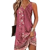 Women's Dresses Elegant Floral Print Dress Sleeveless Sundresses Casual Loose Tank Sun Dresses