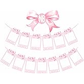 Pink Bow Photo Banner,First Birthday Decorations for Girl,Newborn to 12 Months Photo Banner,1st Birthday Milestone,First Year Photos,Baby Shower
