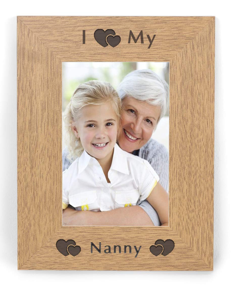 I HEART MY NANNY 6x4 6 x 4 Photo Picture Frame Love Birthday Gifts Novelty Keepsake Idea Brown