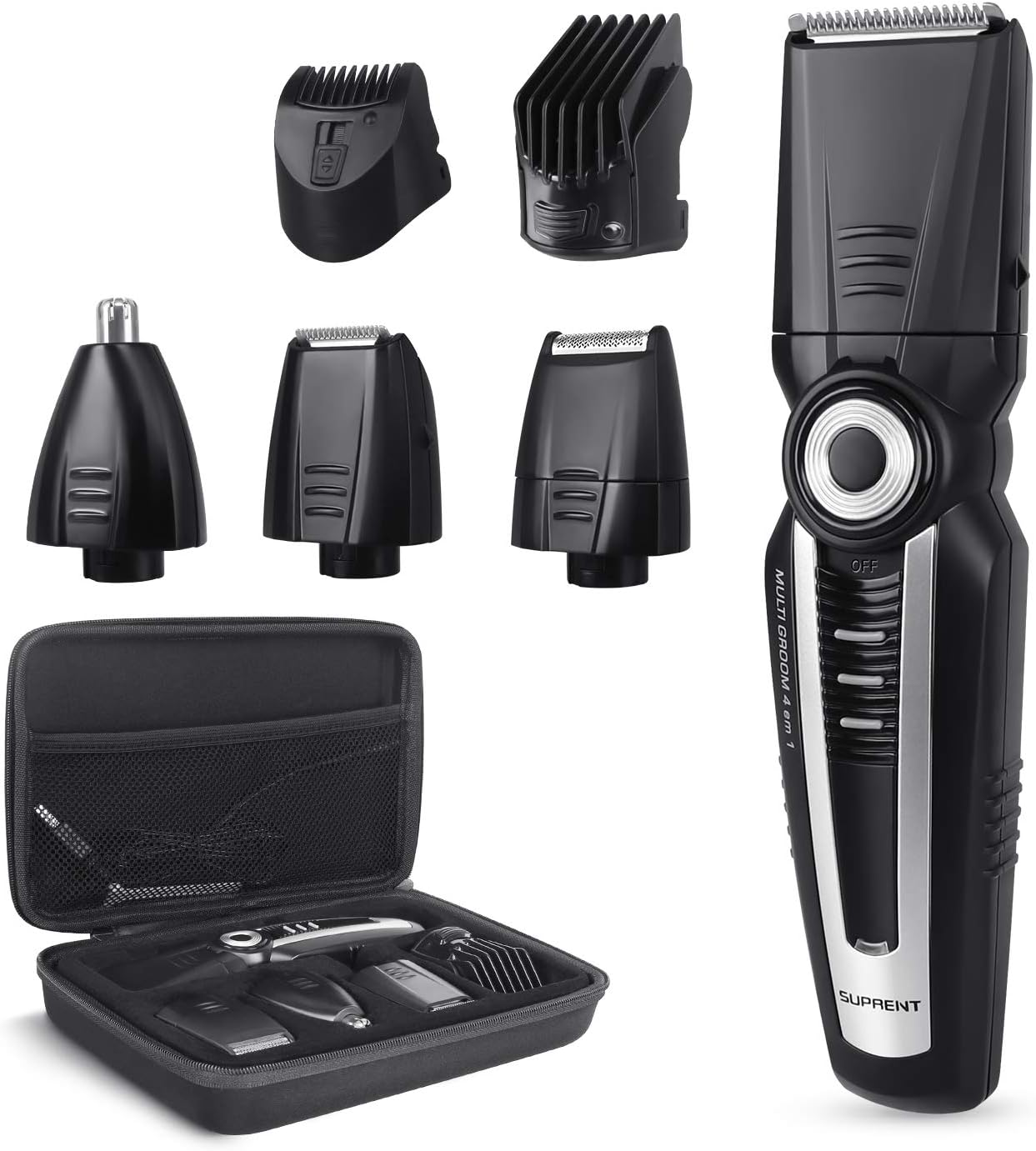 SUPRENT Rechargeable Beard Trimmer Kits for Men with Travel Case (with USB Charger)