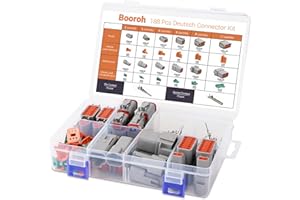 BOOROH Deutsch Connector Kit 188Pcs, 2 3 4 6 8 12 Pin Connectors Waterproof, Size 16 Solid Terminal Contacts 14-20 AWG