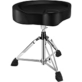 Donner Heavy Duty Drum Throne, Motorcycle Style Drum Stool, Widened Drum Seat with Upgraded Materials, Height Adjustable Padded Drum Chair, Double Braced