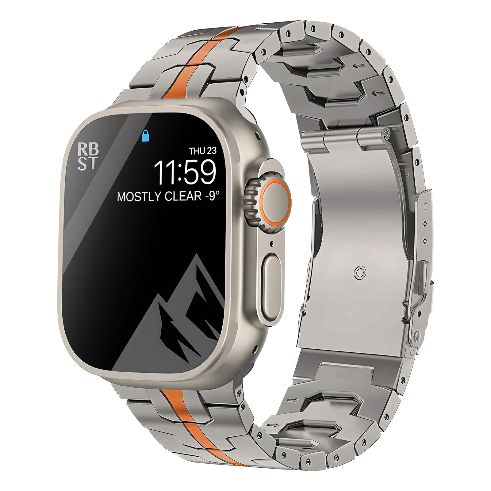 Photo 1 of Titanium Band Compatible with Apple Watch Ultra ? Ultra2 49mm 46mm 45mm 44mm, Durable Lightweight Titanium Metal Strap, for iWatch Series 10 9 8 7 6 5 4 3 2 1 SE Men Women Bands
