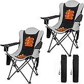 OUTSIDER Heated Camping Chair Heavy Duty 3-Position Folding Camp Chair with 3 Heat Levels,Cup Holder & Side Storage-Outdoor Heating Camping Chair for Adults, Supports 350lbs Battery Not Included(2pcs)