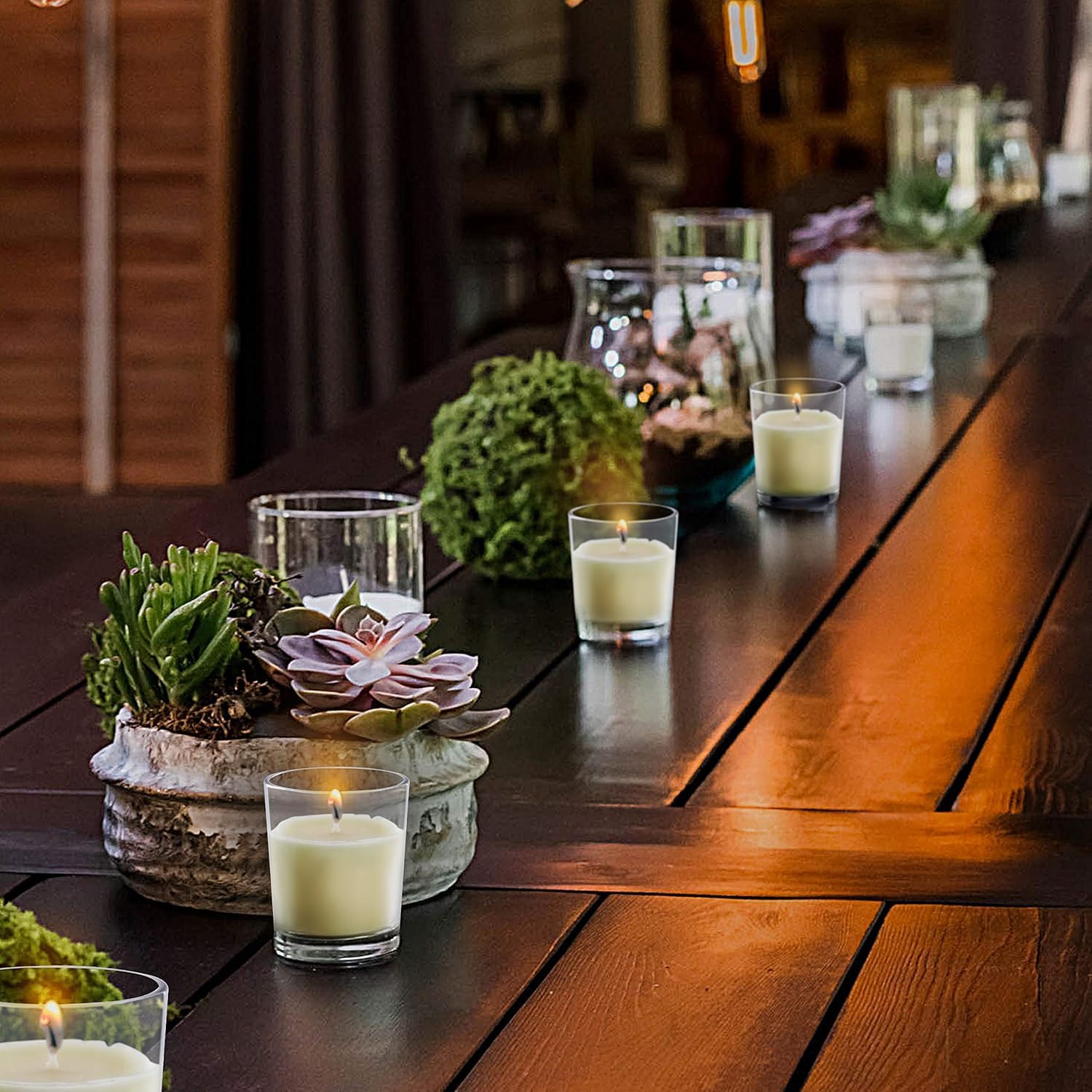 Belle Vous Votivkerze ohne Duft mit Kerzenhalter aus transparentem Glas (24 Stück) – 12 Stunden Brenndauer – Tischkerze mit Glas – ideal für Hochzeiten, Spas, Aromatherapie und Dekoration 6
