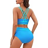 BMJL Women High Waisted Bikini Set Two Piece Bathing Suits Sporty Full Coverage Swimsuits Modest Swimwear