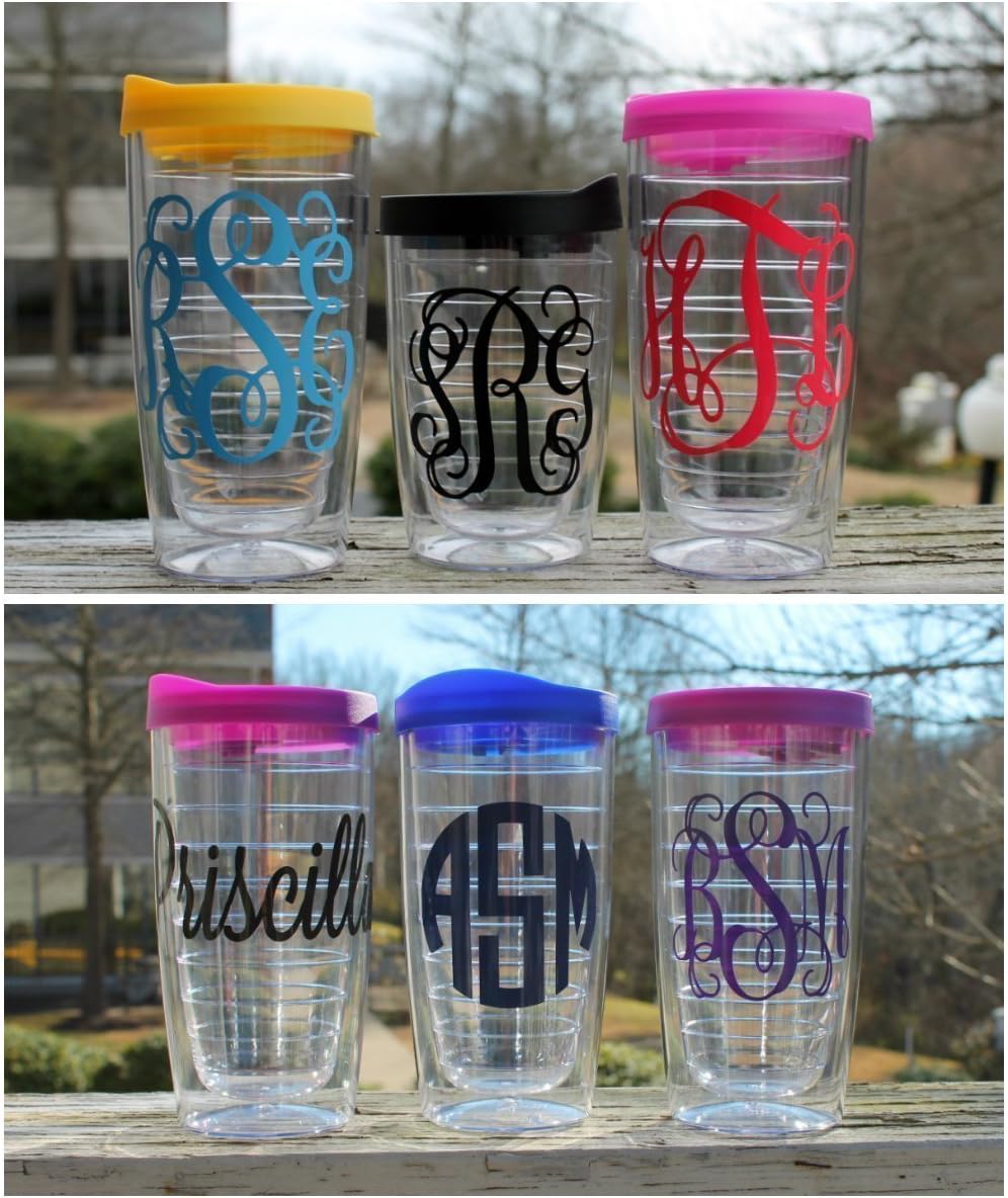 Monogrammed Tervis Style 12 oz, 16 oz, 24 oz Coffee Travel Tumbler Cup