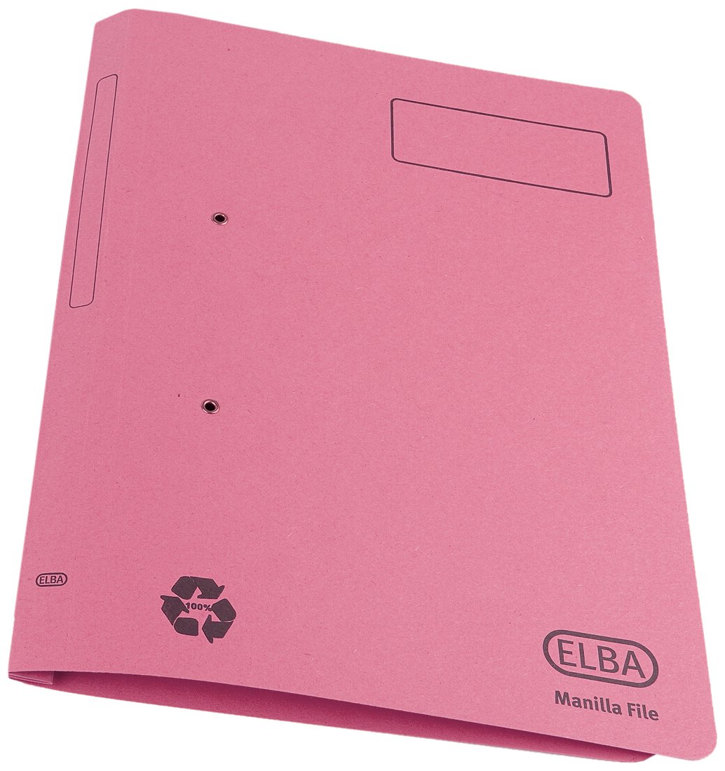 Elba Spirosort Transfer Spring File Recycled 315gsm 35mm Foolscap Pink Ref 30617[Pack of 25]