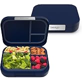 Bentgo Modern Adult Bento Lunch Box with 3-4 Compartments | Leak-Resistant, 5.5-Cup Capacity, Adjustable Divider, Microwave &amp; Dishwasher-Safe Tray (Navy)
