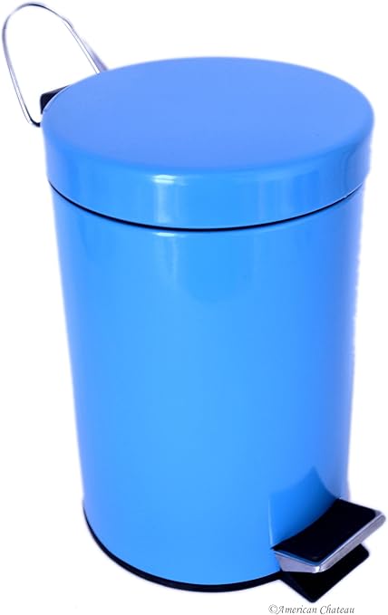 0.8G/3L Kitchen/Bathroom Turquoise Blue Steel Trash Can Step On Garbage ...