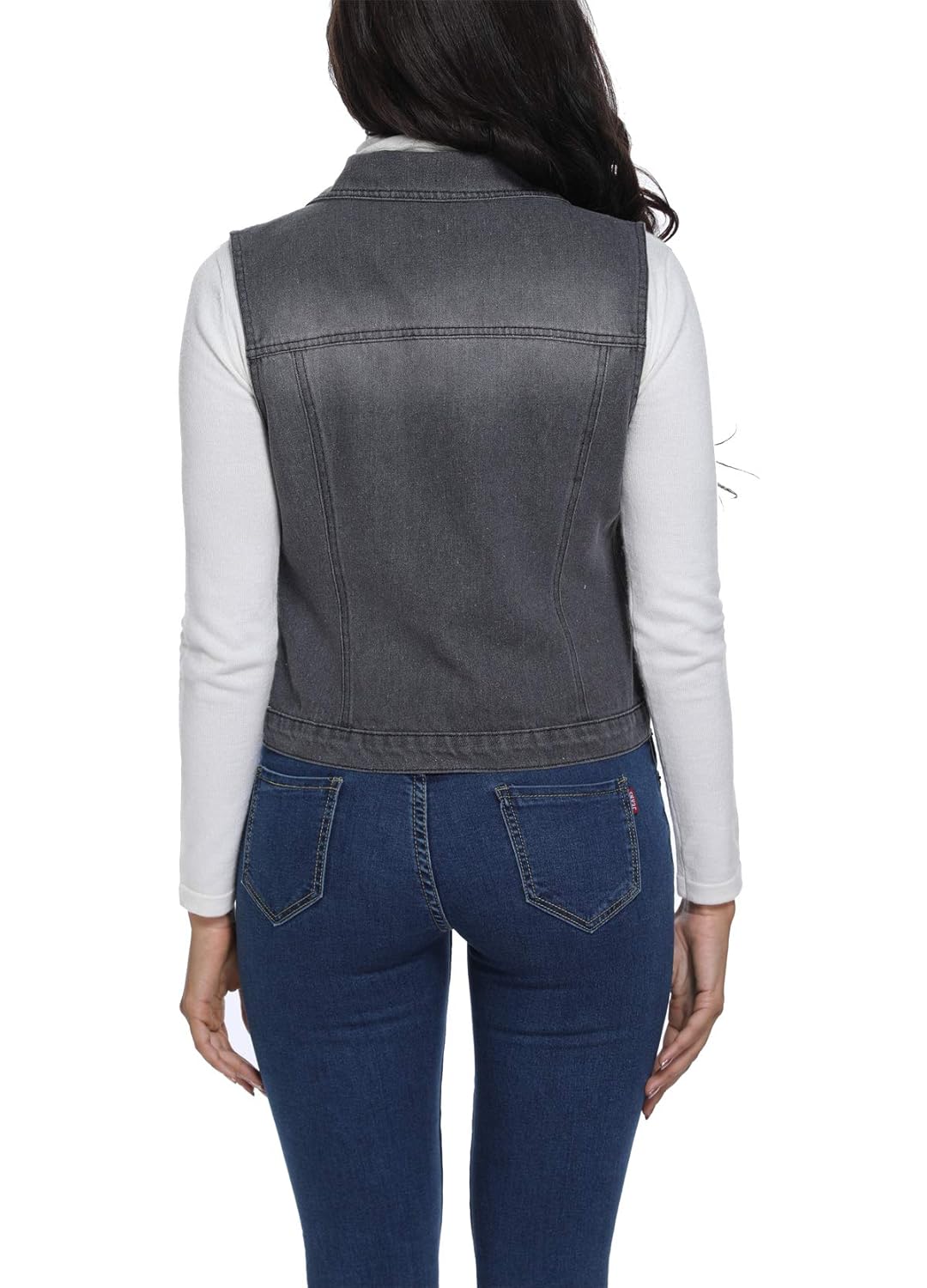 womens cropped denim vest