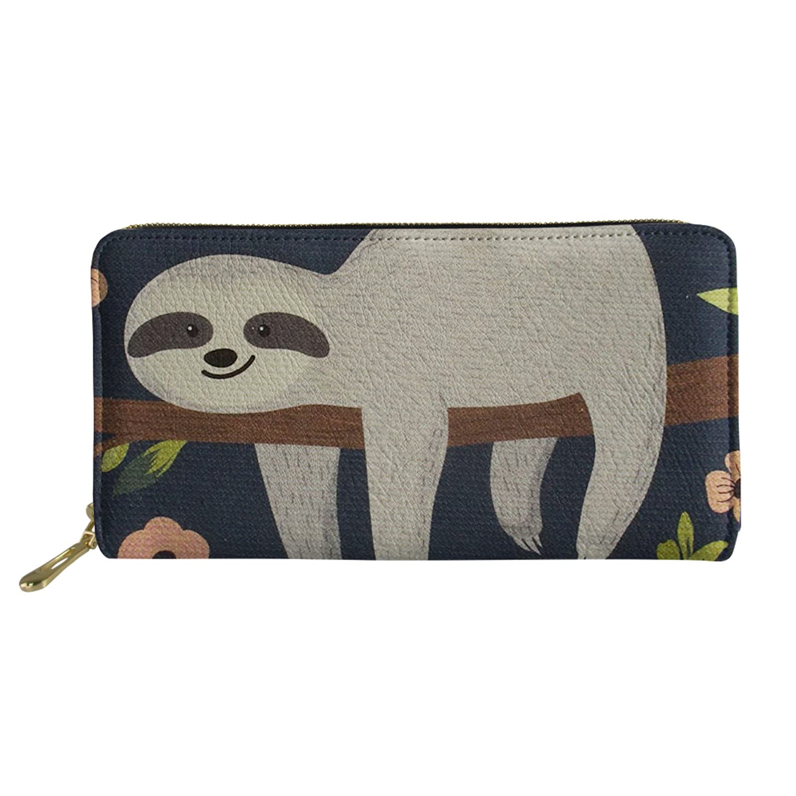 Jndtueit Sloth Wallet for Women Girl Fashion Zip Around Long Leather Ladies Purses FRID Clutch Handbag Purse Credit Card Phone Holder Animal Design