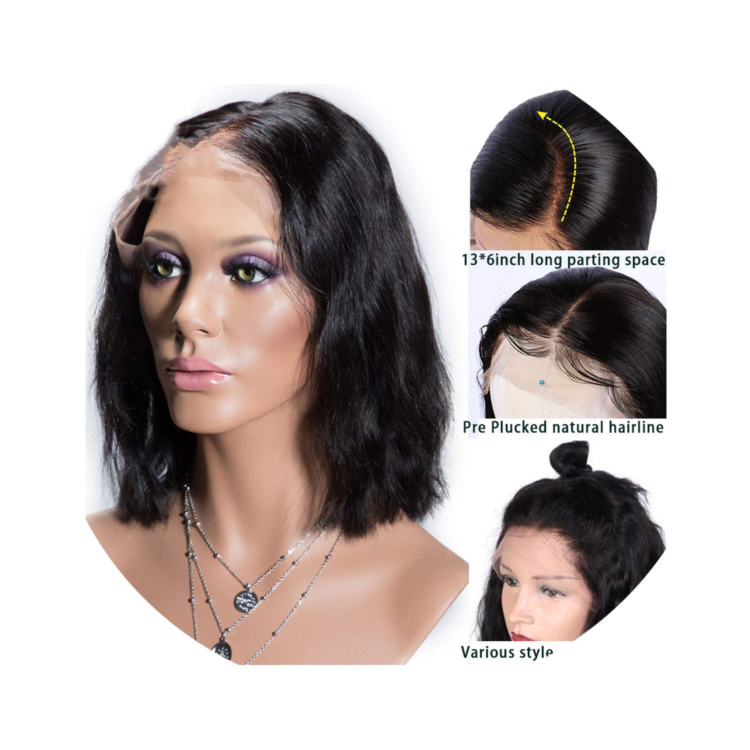 Amazon Com 13x6inch Natural Wave Short Bob Indian Remy Lace