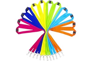 12 Pack Polyester Lanyards with Breakaway Clasps, Neck Strap for Schools, Cruise, Office, Kids, Assorted 6 Colors