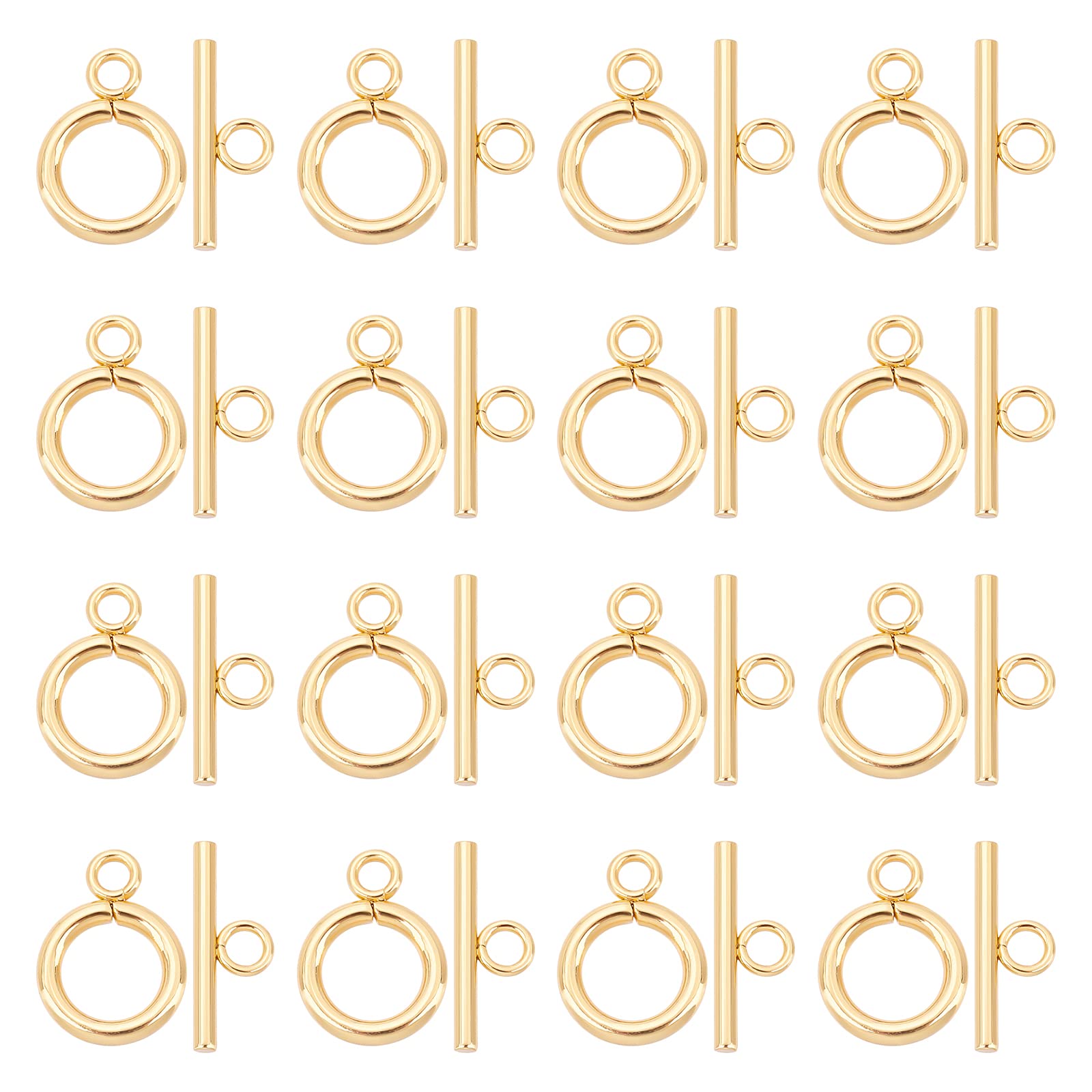 UNICRAFTALE 20 Sets Golden Toggles Clasp Stainless Steel Ring Toggle Connectors IQ Toggle Clasps & Tbar Clasps for DIY Necklace Bracelet Jewelry Making