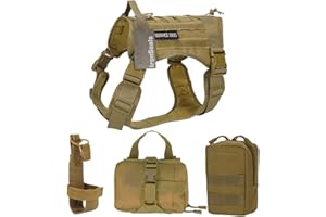 IronSeals Service Dog Vest Harness Training Tactical Molle Dog Vest with Detachable Medical Pouch Water Bottle Holder Molle P