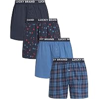 Lucky Brand Men's 100% Cotton Knit Boxer Shorts – Assorted Solid Colors – 4 Pack – S-2XL
