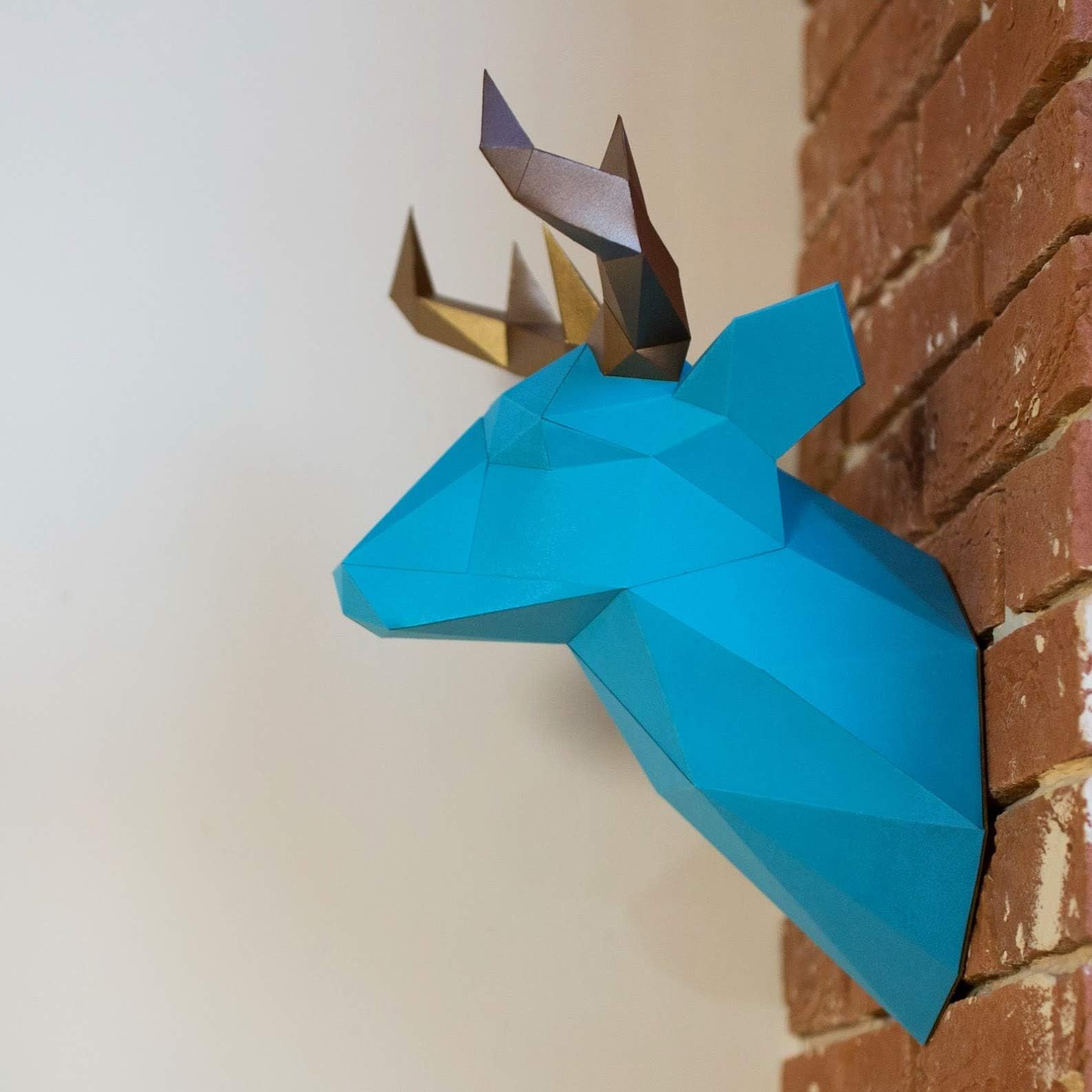 Live Origami Deer Head Mount, 3D Head Wall Decor, Cardboard Deer Taxidermy, Fake Stag Animal Trophy Decor, DIY Papercraft Kit Pre-Cut & Pre-Folded